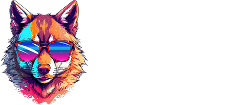 Websites by Liam logo, retro style wolf with sunglasses